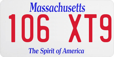 MA license plate 106XT9