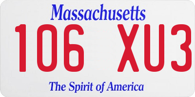 MA license plate 106XU3