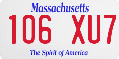 MA license plate 106XU7