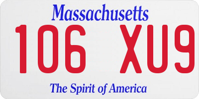MA license plate 106XU9