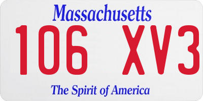MA license plate 106XV3