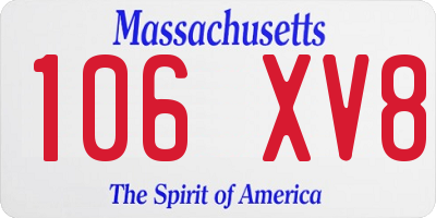 MA license plate 106XV8