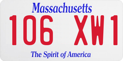 MA license plate 106XW1