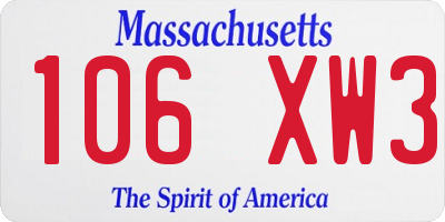 MA license plate 106XW3