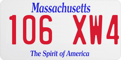 MA license plate 106XW4