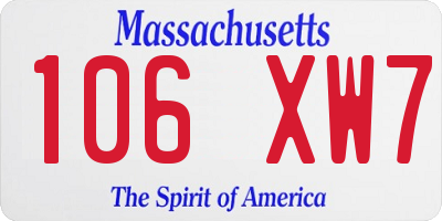 MA license plate 106XW7