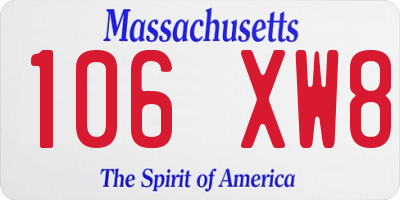 MA license plate 106XW8