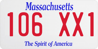 MA license plate 106XX1