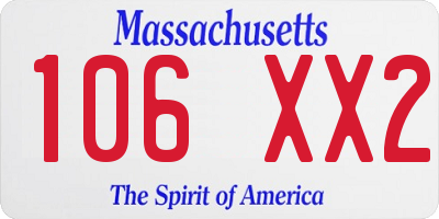 MA license plate 106XX2