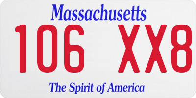 MA license plate 106XX8