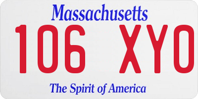 MA license plate 106XY0