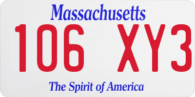 MA license plate 106XY3