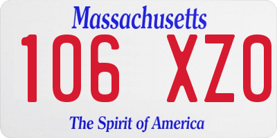 MA license plate 106XZ0
