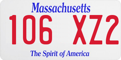 MA license plate 106XZ2