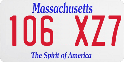 MA license plate 106XZ7
