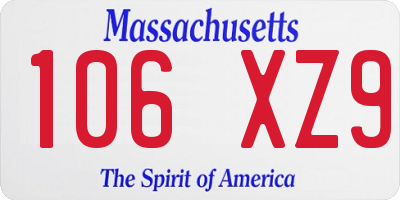 MA license plate 106XZ9