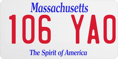 MA license plate 106YA0