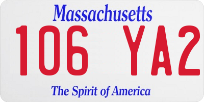 MA license plate 106YA2