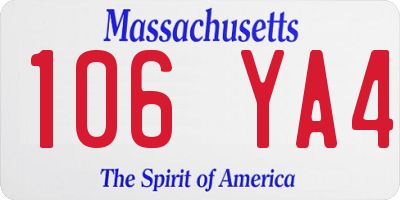 MA license plate 106YA4