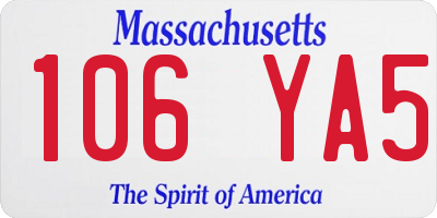 MA license plate 106YA5