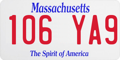 MA license plate 106YA9