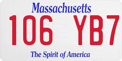 MA license plate 106YB7