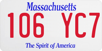MA license plate 106YC7