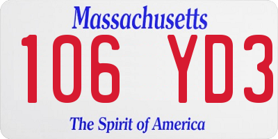 MA license plate 106YD3