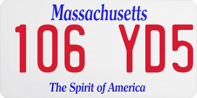 MA license plate 106YD5