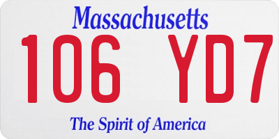 MA license plate 106YD7