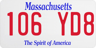 MA license plate 106YD8
