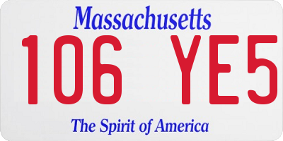 MA license plate 106YE5