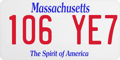 MA license plate 106YE7