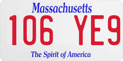 MA license plate 106YE9