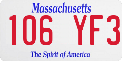 MA license plate 106YF3