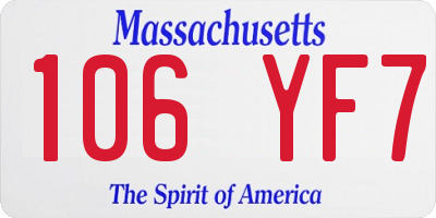 MA license plate 106YF7