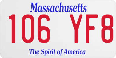 MA license plate 106YF8