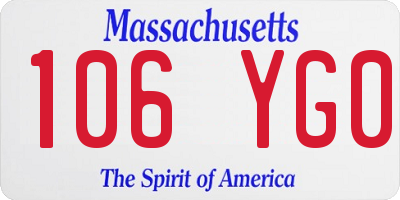 MA license plate 106YG0