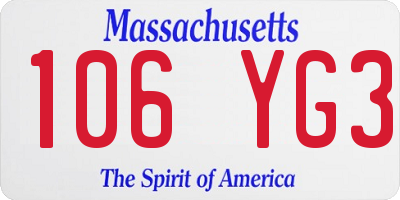 MA license plate 106YG3