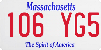 MA license plate 106YG5
