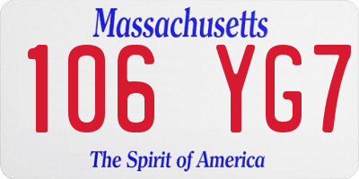 MA license plate 106YG7