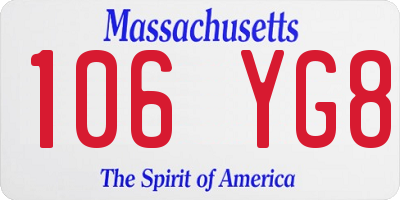 MA license plate 106YG8