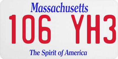 MA license plate 106YH3