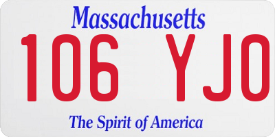 MA license plate 106YJ0