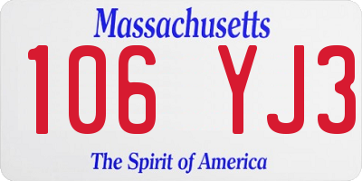 MA license plate 106YJ3