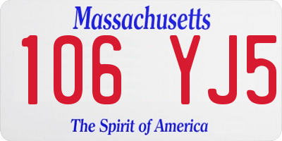MA license plate 106YJ5
