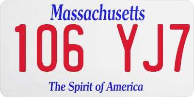 MA license plate 106YJ7