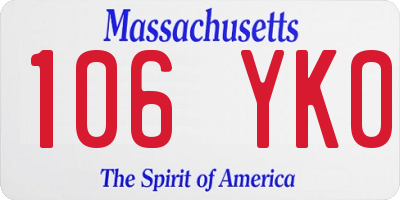 MA license plate 106YK0