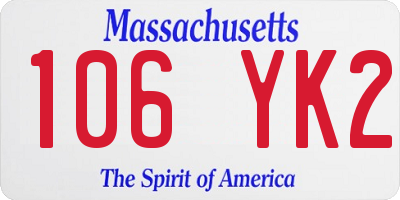 MA license plate 106YK2