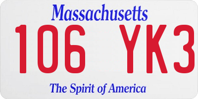 MA license plate 106YK3